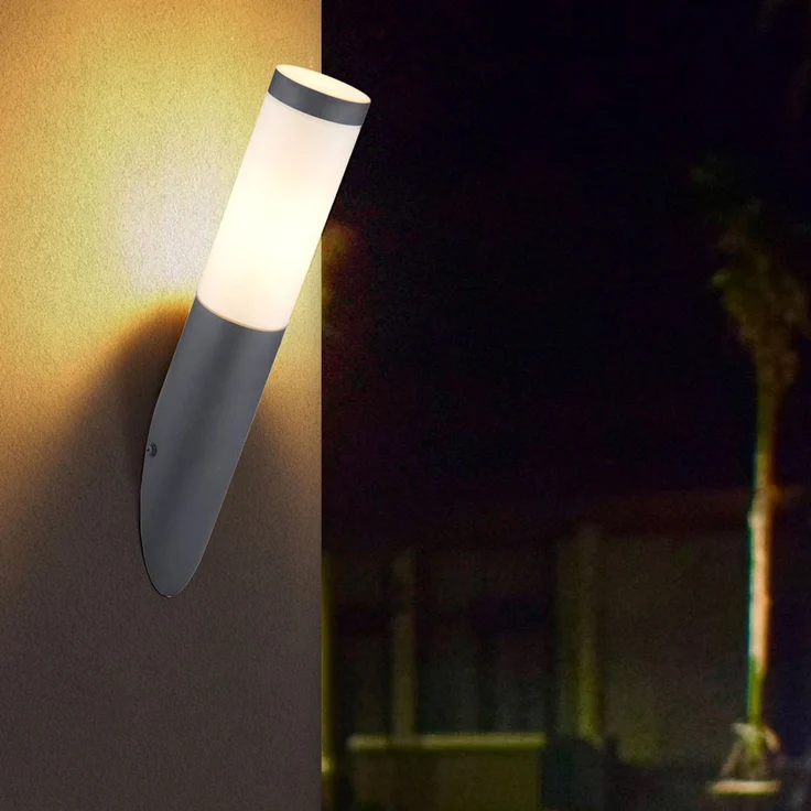 3er Set LED Fackel-Wandleuchte, Edelstahl anthrazit, H 40 cm – Bild 9