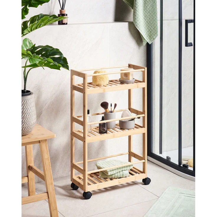 Regal mit Rädern QUINTAY Bambus Hellbraun – Bild 3