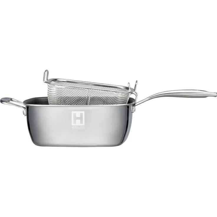 HENSSLERS Servierpfanne HENSSLERS Edelstahl Viereck-Hochrandpfanne mit Glasdeckel, Edelstahl (4-tlg), inklusive Dünst- und Grilleinsatz – Bild 3