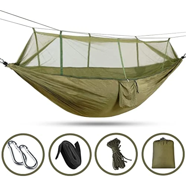 Defactoshop Hängematte Hängematte, Stabhängematte mit Tasche, Hängeliege, Hängestuhl – Bild 6