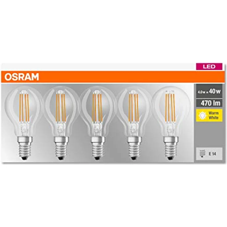 OSRAM LED-Lampe E14 P40 4W Filament warmweiß, 470lm, 5er Pack, nicht dimmbar – Bild 5