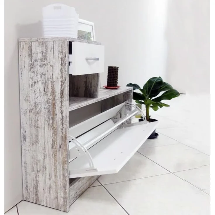 Esidra Dmora - Armadio multiuso Sillano, Mobile multifunzione portascope, Guardaroba a 3 ante, 116x35h190 cm, Bianco – Bild 7