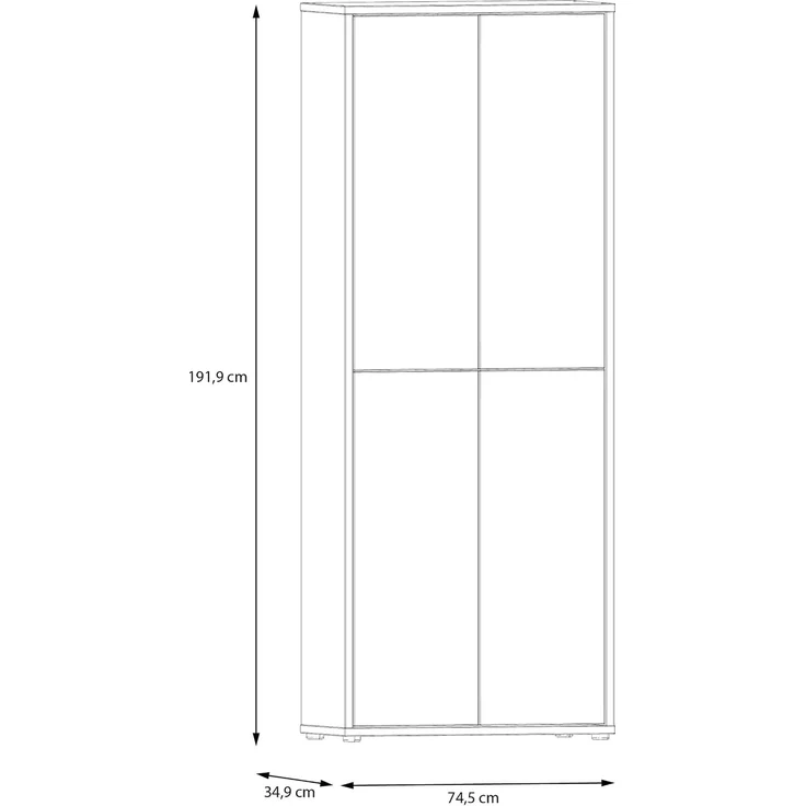 Forte ALICE SPRINGS Schuhschrank 70 80, moderner Flurschrank mit 4 Türen und 8 Einlegeböden, Holzwerkstoff, Terrakotta, 74,5 cm breit x 191,9 cm hoch x 34,9 cm tief – Bild 2