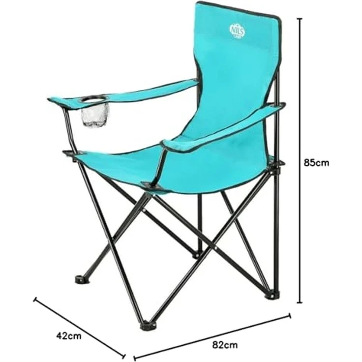NILS Faltbarer Campingstuhl Anglerstuhl Stabiler Outdoor-Stuhl mit Tragetasche Türkis – Bild 2