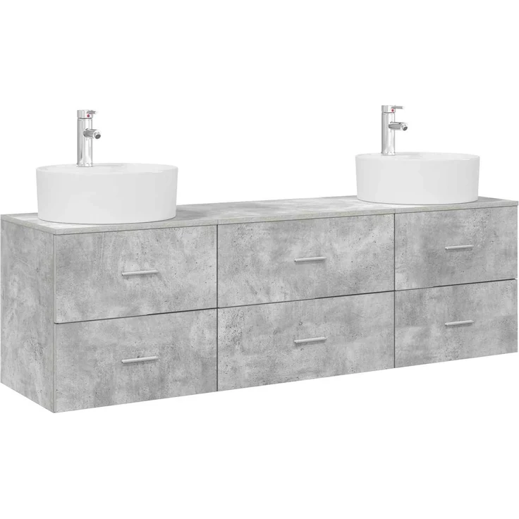 vidaXL Wandmontiertes Badezimmerschrank-Set 3 stk. Betongrau 3405870 – Bild 2