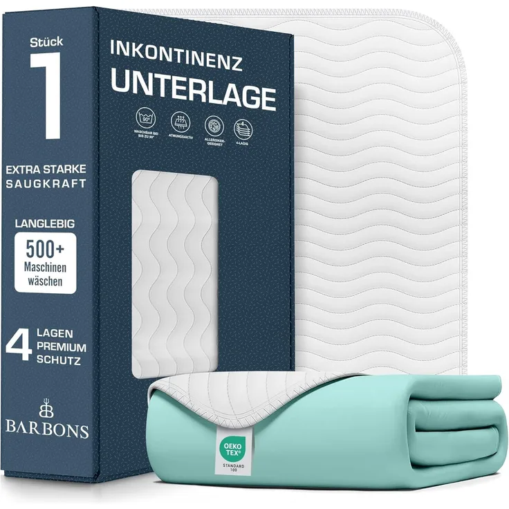Barbons Inkontinenzunterlage waschbar Matratzenschutz 90x160 - wasserdichte Bett Inkontinenzauflage matratzenauflage Bettunterlage waschbar nässeschutz matratzenauflage (90x160 cm)