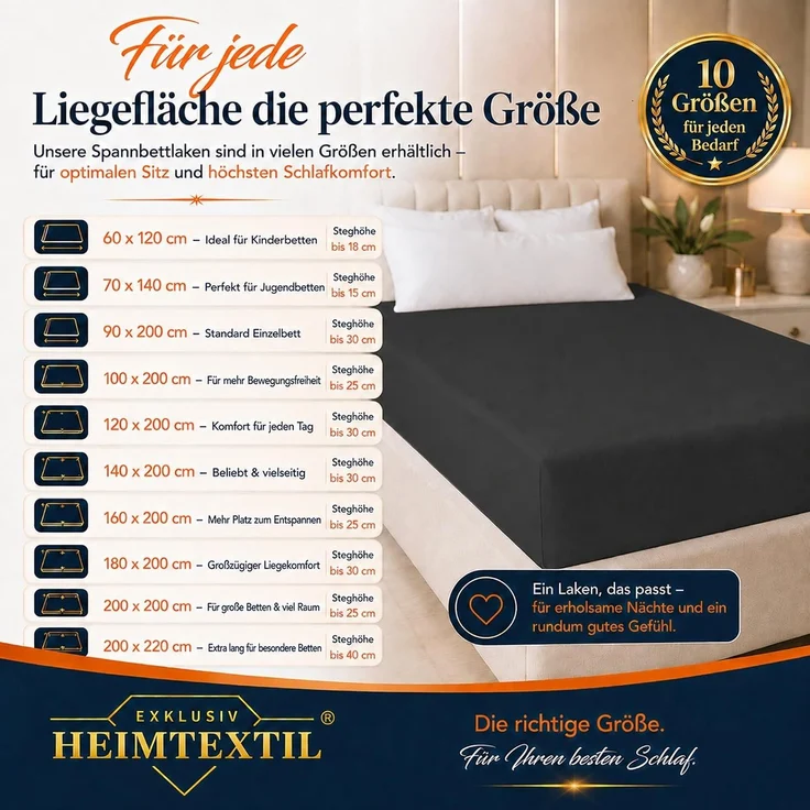 Jersey Spannbettlaken Deluxe 90 - 100 x 200 cm Schwarz – Bild 7
