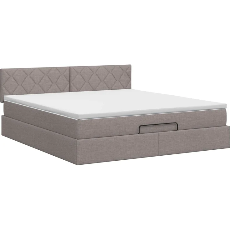 vidaXL Ottoman Bett mit Matratze mit Kopfteil Taupe 160 x 200 cm Stoff 3456424 – Bild 8