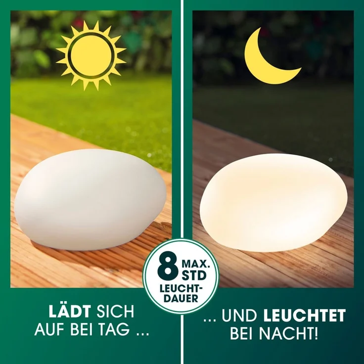 EASYmaxx Solar-Deko-Stein 40 x 30 x 16 cm IP67 | Gartenleuchte Deko-Stein mit LED Beleuchtung und Farbwechsel | Moderne Außen-Garten-Lampe, Dekoleuchte | Witterungsbeständig IP67, Fernbedienung – Bild 2