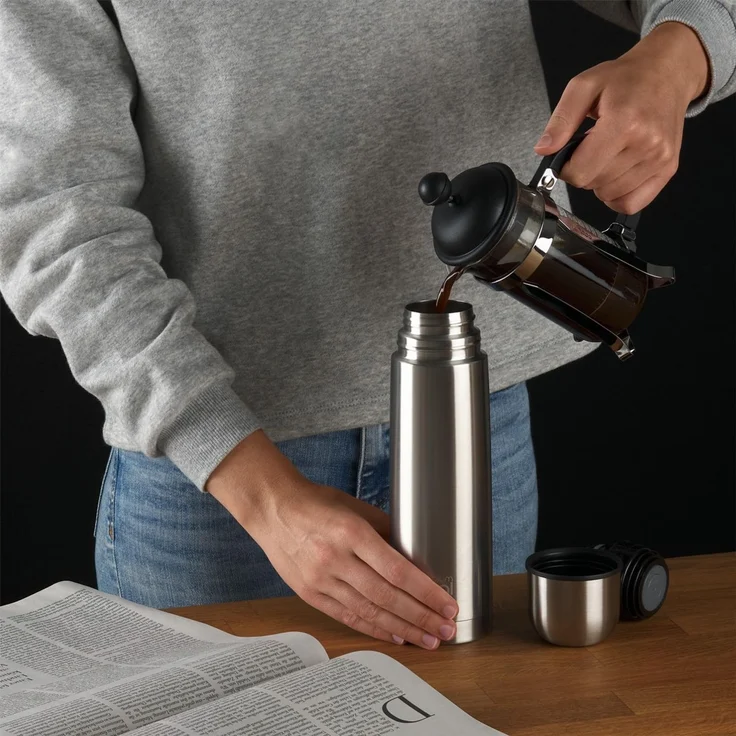 Blumtal® Thermosflasche 350 ml - BPA-freie Thermoskanne für warm&kalt - auslaufsichere Isolierflasche 350ml aus Edelstahl rostfrei - Thermoskanne mit Becher/Thermoskanne Tee - Stainless Steel - Silber – Bild 7