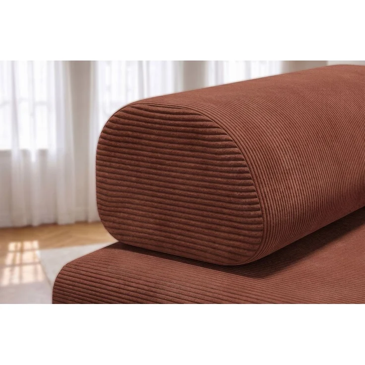 2-Sitzer-Schlafsofa aus terrakottafarbenem Cord – Bild 2