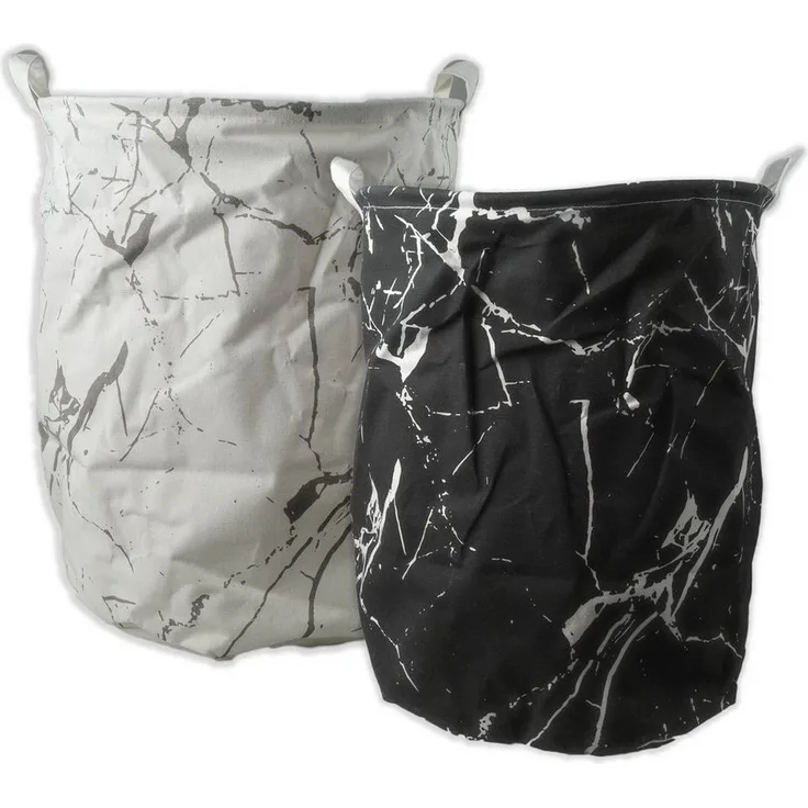 mixed24 Wäschesack 40x50cm Marmor Wäschesack Set Hell und Dunkel, Leinenoptik wasserabweisende Innenbeschichtung Aufbewahrungssack