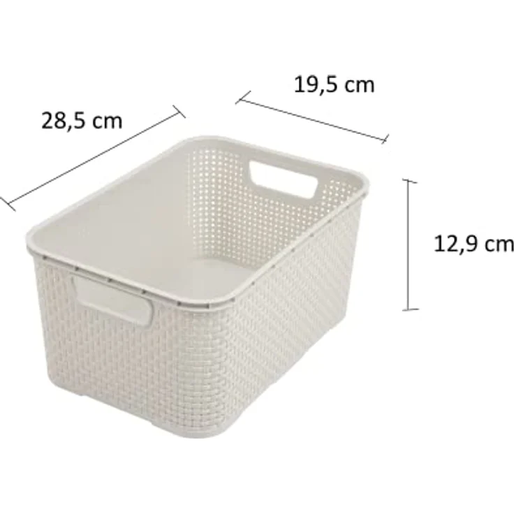 BranQ - Home essential Korb in Rattan Design 3er Set Grösse S 7l, Creme – Bild 3