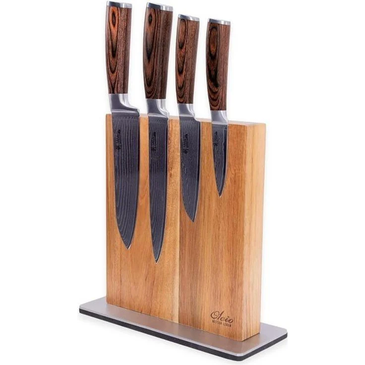 Wakoli Messer-Set Edib 4er Damastmesserset I 8 - 18cm Klinge I mit Messerblock (4er Damastmesser + magn. Messerblock, 5-tlg, 4 Damastmesser + Messerblock) – Bild 4