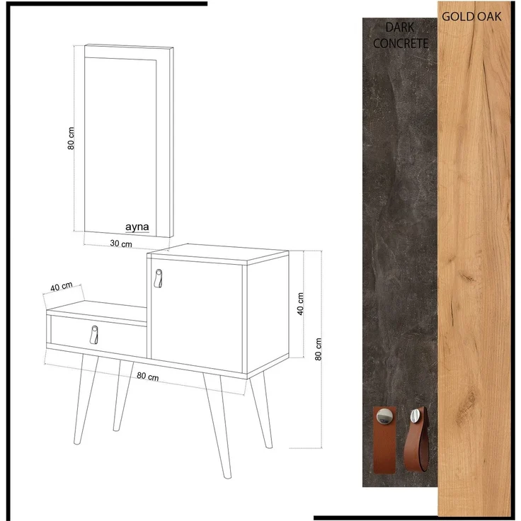 Skye Decor 'Janna' Garderobe, Eiche / Dunkelgrau, 80 x 80 x 40 cm – Bild 5