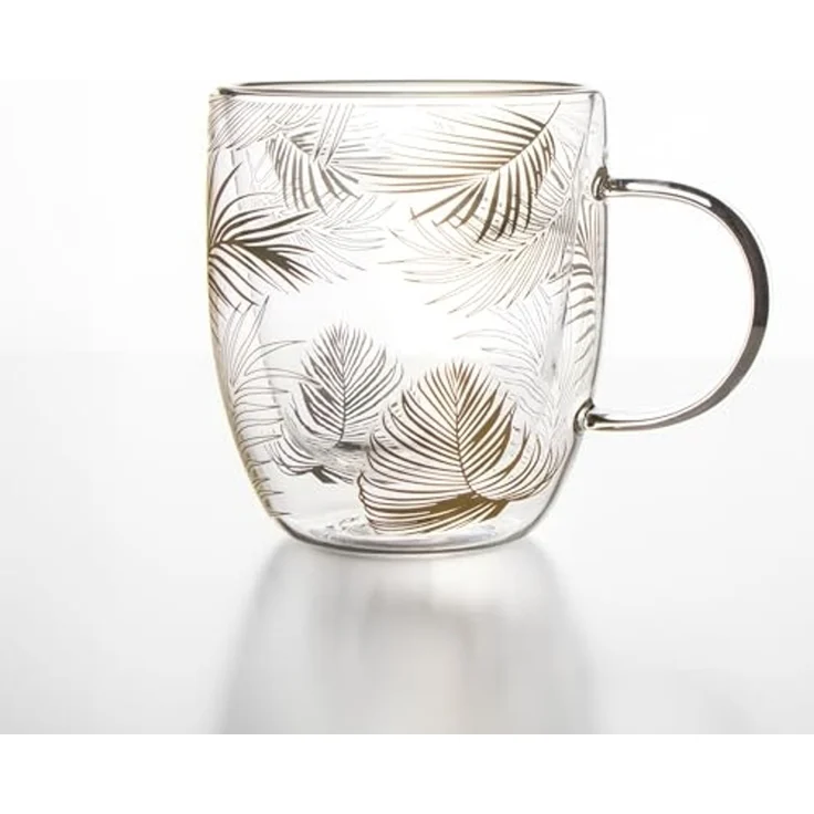 KVOTA Thermoglas Doppelwandiges Glas 2-er Set je 300 ml Thermogläser Design „Tropen“, 2-tlg, Glas, Tropen-design, doppelwandig – Bild 2