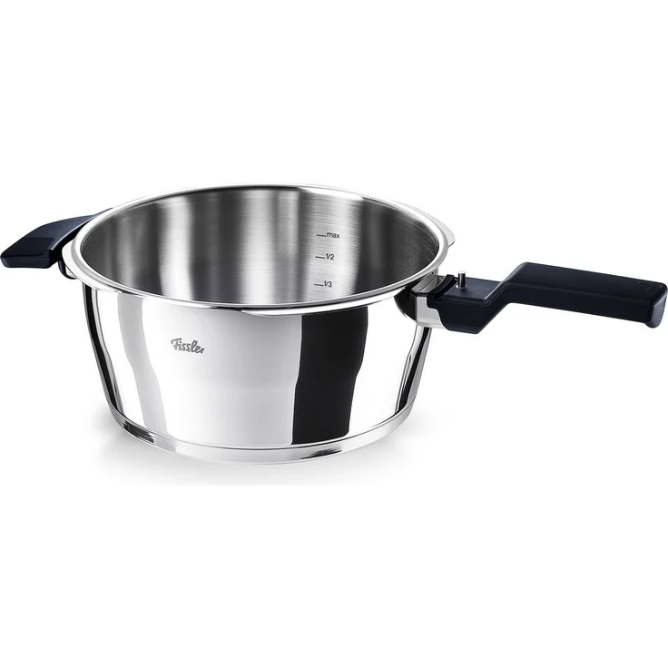 Fissler Schnellkochtopf Vitaquick®, Edelstahl 18/10 (Set, 3-tlg, 1 Schnellkochtopf 4,5 L, 1 Schnellbratpfanne 2,5 L, 1 Metalldeckel), Made in Germany – Bild 2