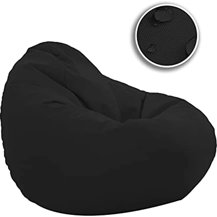 HomeIdeal - Sitzsack XXL Bodenkissen für Erwachsene & Kinder - Geeignet für Gaming oder Entspannen - Indoor wie Outdoor da er Wasserfest ist - mit EPS Perlen, Farbe:Schwarz, Größe:XL – Bild 4