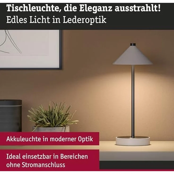 Paulmann 71176 LED Akkuleuchte Pellini 37cm White Switch dimmbar beige schwarz – Bild 2