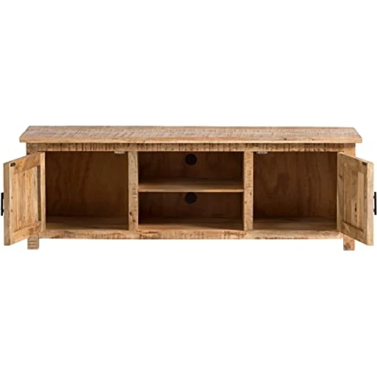 TV-Bank massivum Mumbai Mango Massivholz 150x50x42 cm braun TV-Möbel Lowboard rustikal Landhausstil Boho Fernsehtisch Holz – Bild 4