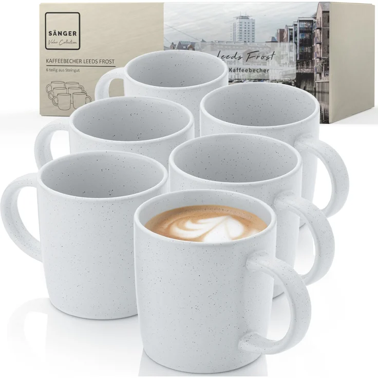 SÄNGER Steingut Kaffeebecher Leeds Frost 6 teilig – Bild 1