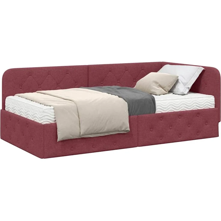 vidaXL Eckbettgestell Weinrot 100 x 200 cm Stoff 3394056 – Bild 2