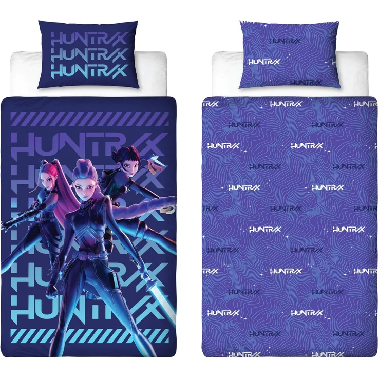 K Pop Demon Hunters Offiziell Lizenziertes Einzelbettwäsche-Set | Huntrix Power Design | Beidseitig verwendbare Bettwäsche inklusive passendem Kissenbezug | Perfekt für Kinderzimmer | Polycotton