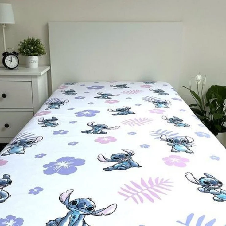 Lilo und Stitch Spannbetttuch Spannbettlaken Bettlaken, Weiß, 90x200 cm – Bild 5