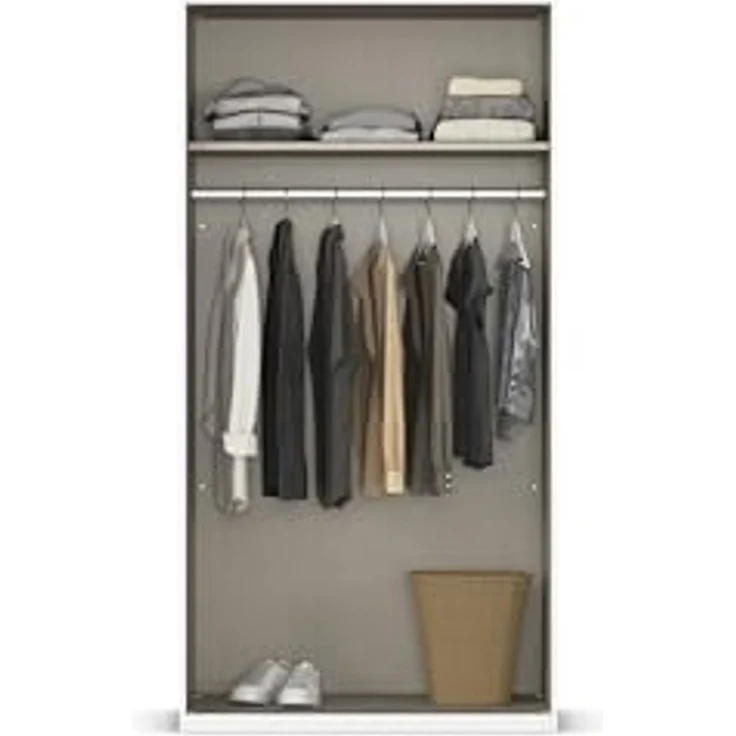 Rauch Möbel Alabama, Kleiderschrank für Schlafzimmer, Kinderzimmer, Wohnzimmer, Garderobe, Flur, 2-türig, mit Zubehör Basic, Farbe Grau metallic, Schwarz, Breite 91 cm – Bild 6