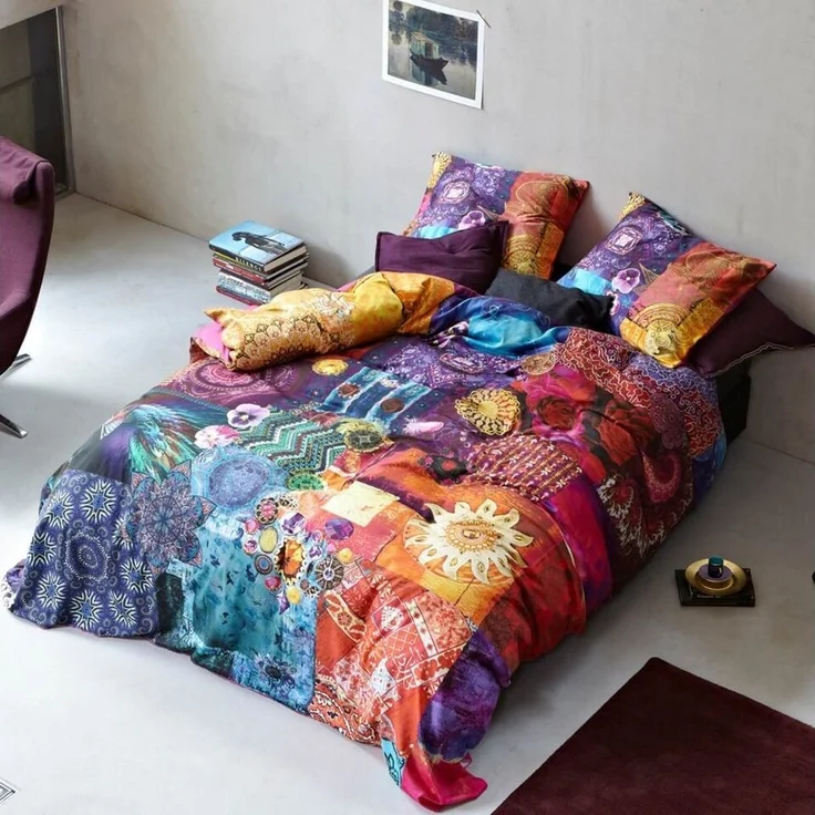 Essenza Bettwäsche Delhi purple, Satin, 2 teilig, Mandala, heilige Madonna, orientalische Muster – Bild 2