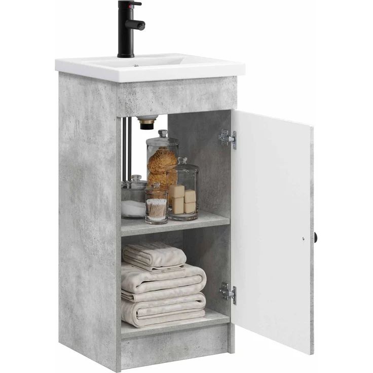 vidaXL Badezimmerschrank mit Waschbecken Betongrau 42 x 40 x 84,5 cm 890057 – Bild 2
