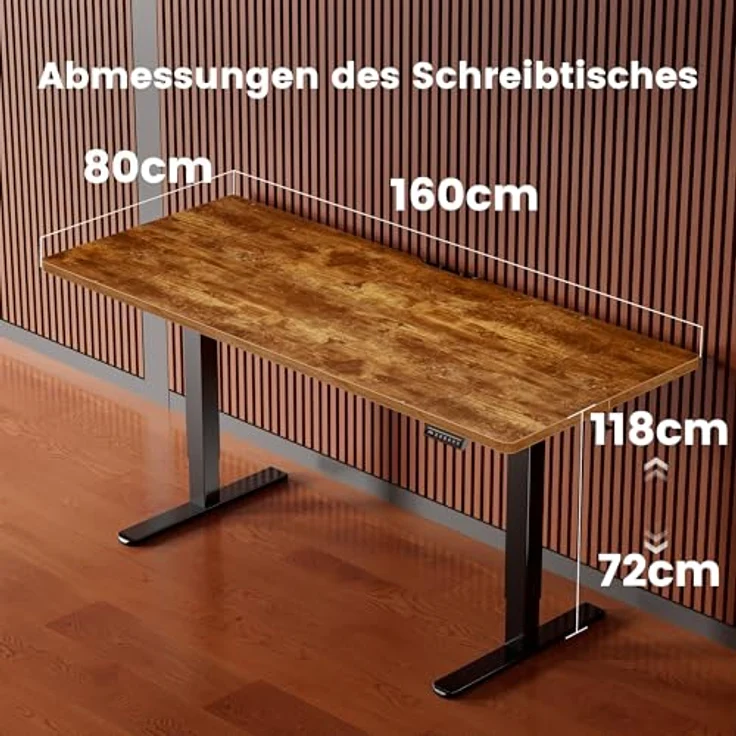 ErGear Elektrisch Höhenverstellbarer Schreibtisch 160 x 80 cm, Schreibtisch Höhenverstellbar mit 4-Gedächtnis-Smart-Pult für Home-Office mit Verbindungsplatte – Bild 3
