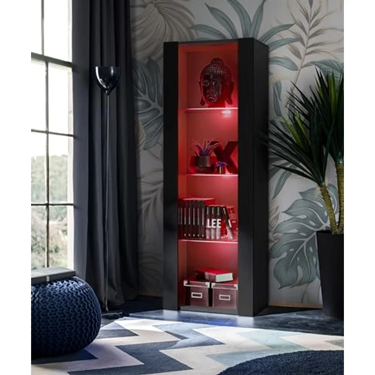 Komodee Wohnzimmerset Tivoli Grande, Schwarz, 9 Fächer, Holzwerkstoff, Rechteckig, 250x159x35 cm – Bild 5