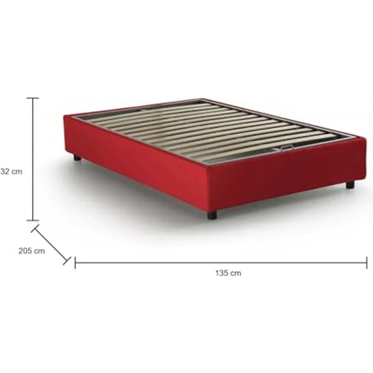 Talamo Italia - Camilla Doppelbett, Bettkasten mit Stoffbezug, 100 % Made in Italy, seitliche Öffnung, geeignet für Matratze 120 x 190 cm, Rot – Bild 2