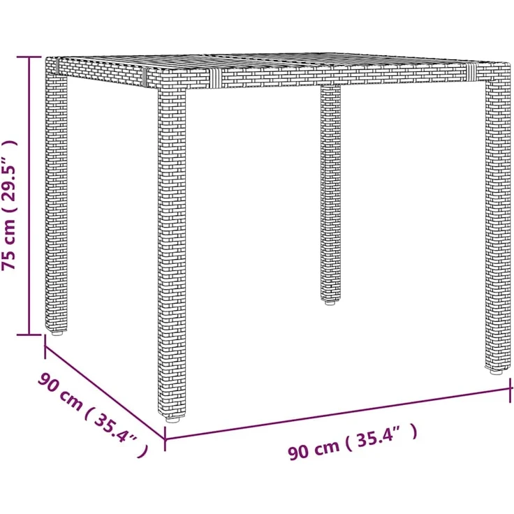 vidaXL Garten Essgruppe 3 pcs Schwarz und Braun Poly-Rattan 3365434 – Bild 10