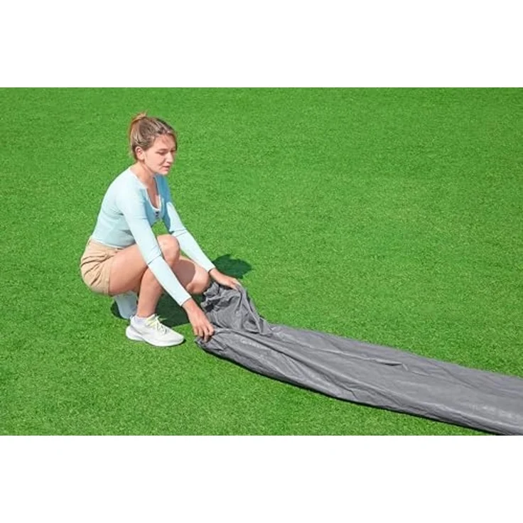 Bestway Winterfeste Premium-Abdeckplane Ø 370 cm Grau rund – Bild 3