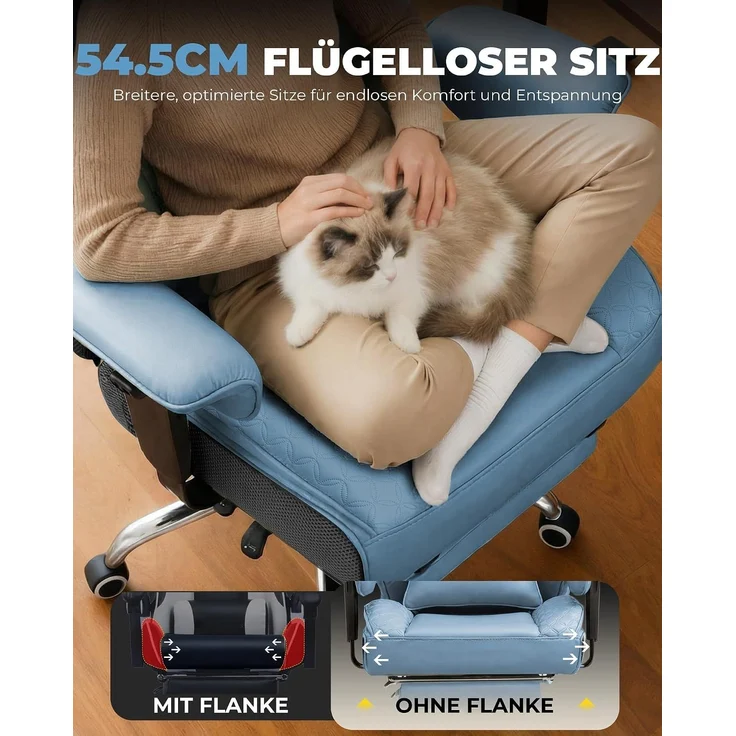 COMHOMA Gaming-Stuhl Ergonomischer Bürostuhl 180 kg, mit Lendenstütze & Fußstütze, 150° verstellbare Rückenlehne, hoher Chefsessel – Bild 7
