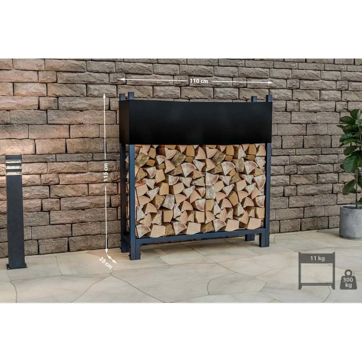 Kaminholzständer + Abdeckplane Martin 25 x 110 x 115 cm (Farbe: anthrazit) – Bild 2