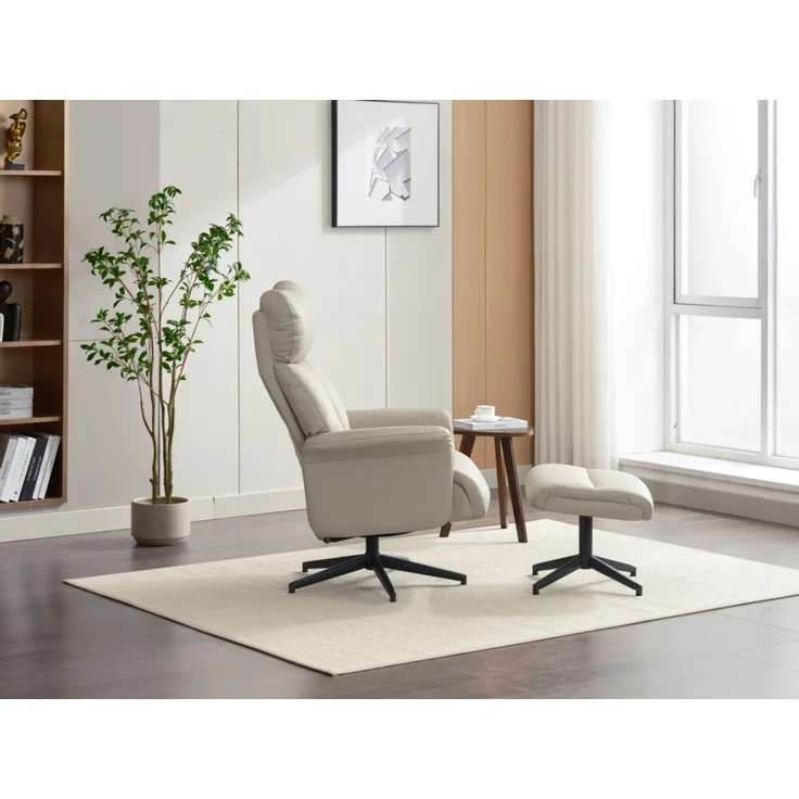 Gepolsteter Relaxsessel mit Hocker, - Beige – Bild 4