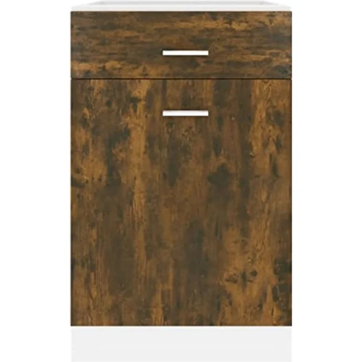 vidaXL Unterschrank, Küchenschrank mit Schublade 2 Fächern, Geschirrschrank für Küche, Küchenunterschrank Schrank Küchenmöbel, Räuchereiche – Bild 6