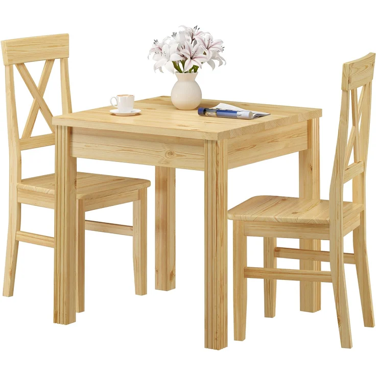 Stuhl- und Tischgruppe mit Esstisch und 2 Stühlen Kiefer Massivholz 90.70-50 C -Set 23 – Bild 2