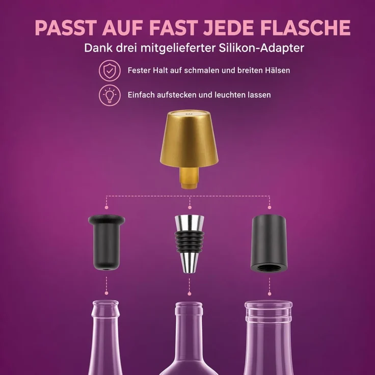 AddLiving LED Flaschenleuchte Gold – Bild 3