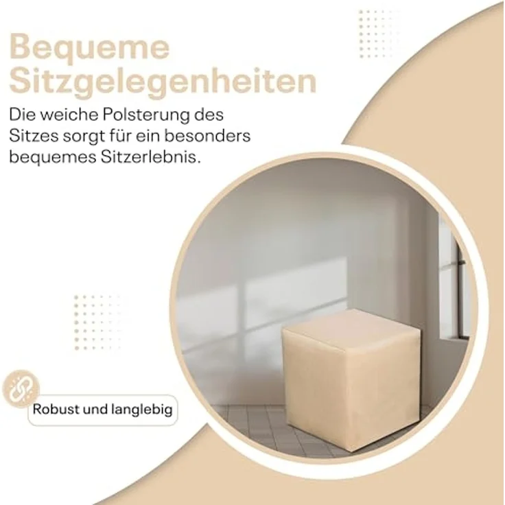 Best for Home Sitzhocker Best For Home Cube Pouf – Stilvoller Samt Hocker & Fußhocker (verschiedene Farben), Handwerksqualität,TOP Preis-Leistungs-Verhältnis – Bild 3