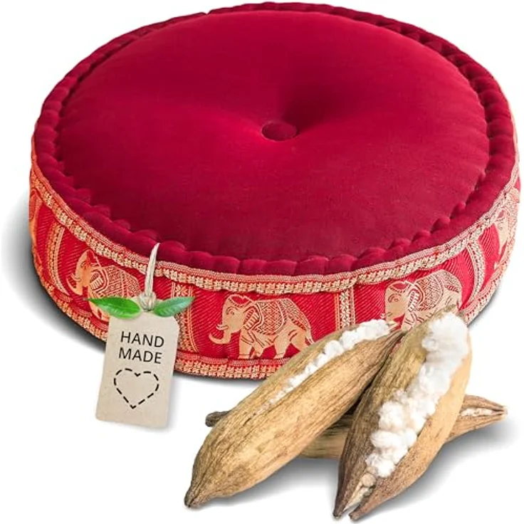 livasia Meditationskissen Zafukissen groß (Deluxe) vegan und handgefertigt, 44x15cm, Kapok – Bild 2