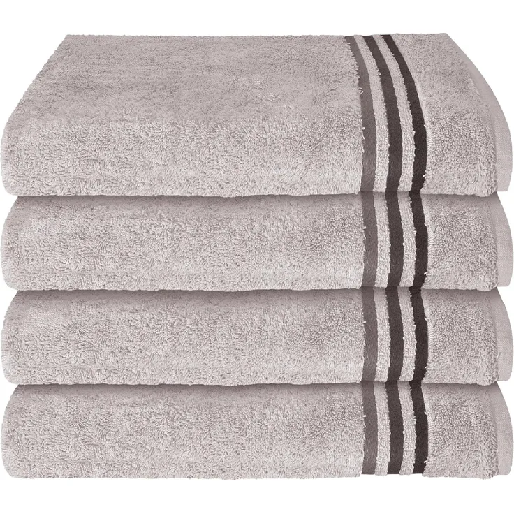Schiesser Handtuch Skyline, 4er Set, mit Webbordüre, 100% Baumwolle Silber