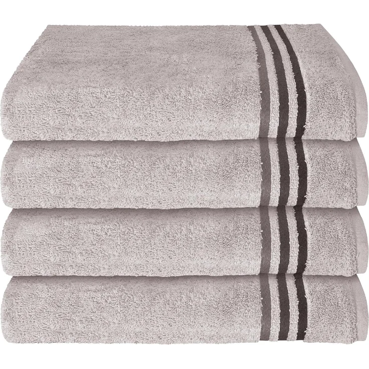 Schiesser Handtuch Skyline, 4er Set, mit Webbordüre, 100% Baumwolle Silber – Bild 1