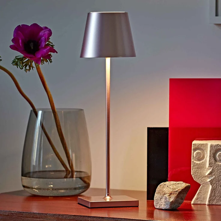 LED Tischleuchte, roségold, Touchdimmer, Akku, H 38 cm – Bild 3