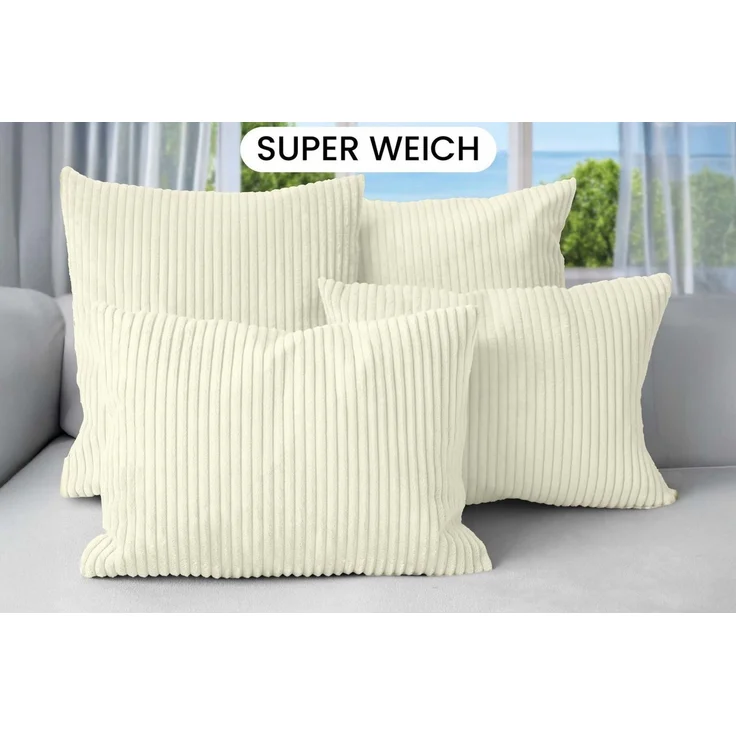 Amilian Dekokissen Sofakissen 4er Set mit Füllung - 2x 45x45 + 2x 35x45 cm, Hotelverschluss, waschbar, formstabil – Bild 2