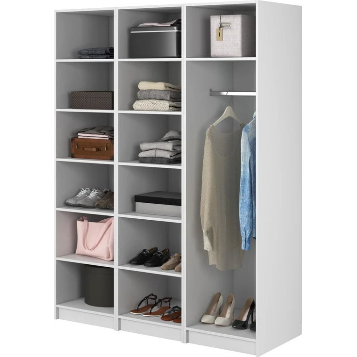 Selsey 'Frame' Kleiderschrank 3-türig mit Kleiderstange und Regalen, weiß 200 x 150 x 57 cm – Bild 4