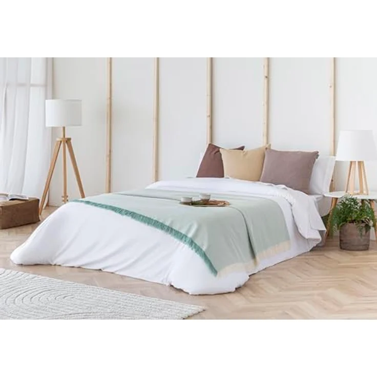 Todocama Mehrzweck-Tagesdecke, Sofaüberwurf, Überwurf für Bett, Sofaüberwurf, Jarapas, einfarbig (180x260 cm, grün). – Bild 8